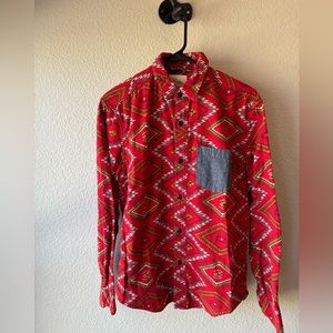 Urban outfitters red button down with pattern. Flannel. XS.